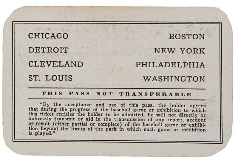 1949 American League Season Pass Ticket -- Minnie Minoso - MLB Rookie Debut