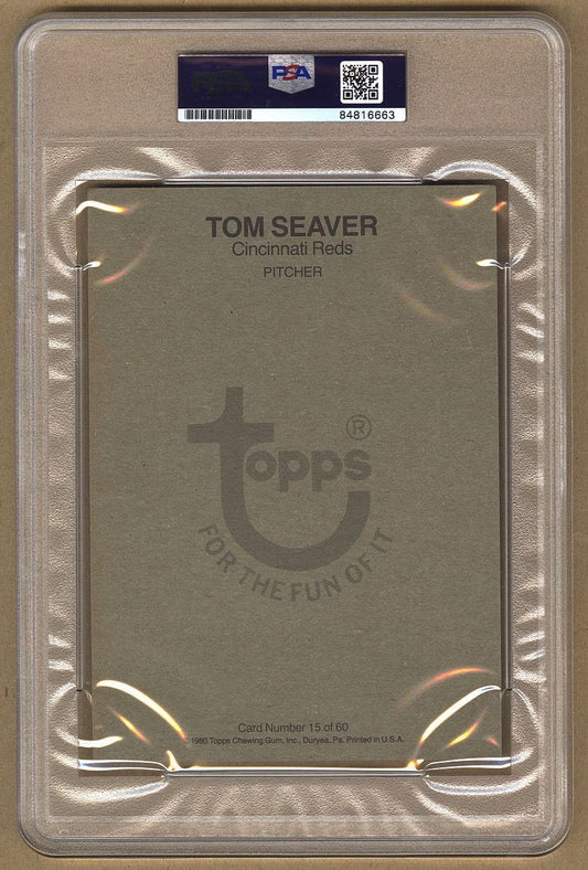 1980 Topps Super #15 Tom Seaver Signed AUTO baseball card PSA/DNA