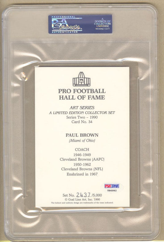 Paul Brown Goal Line Art Card Signed AUTO grade 9 Football HOF PSA/DNA