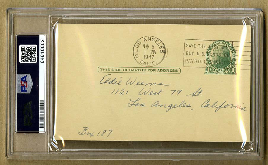 Don Barksdale Signed AUTO letter postmarked 1947 GPC Basketball HOF PSA/DNA