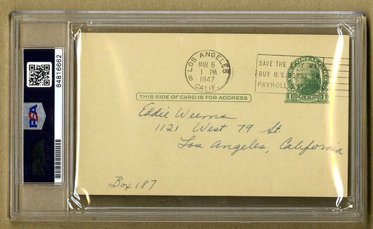 Don Barksdale Signed AUTO letter postmarked 1947 GPC Basketball HOF PSA/DNA