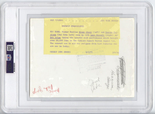 1971 Concert For Bangladesh Ringo Starr, George Harrison, Bob Dylan TYPE 1 Original Photo PSA/DNA