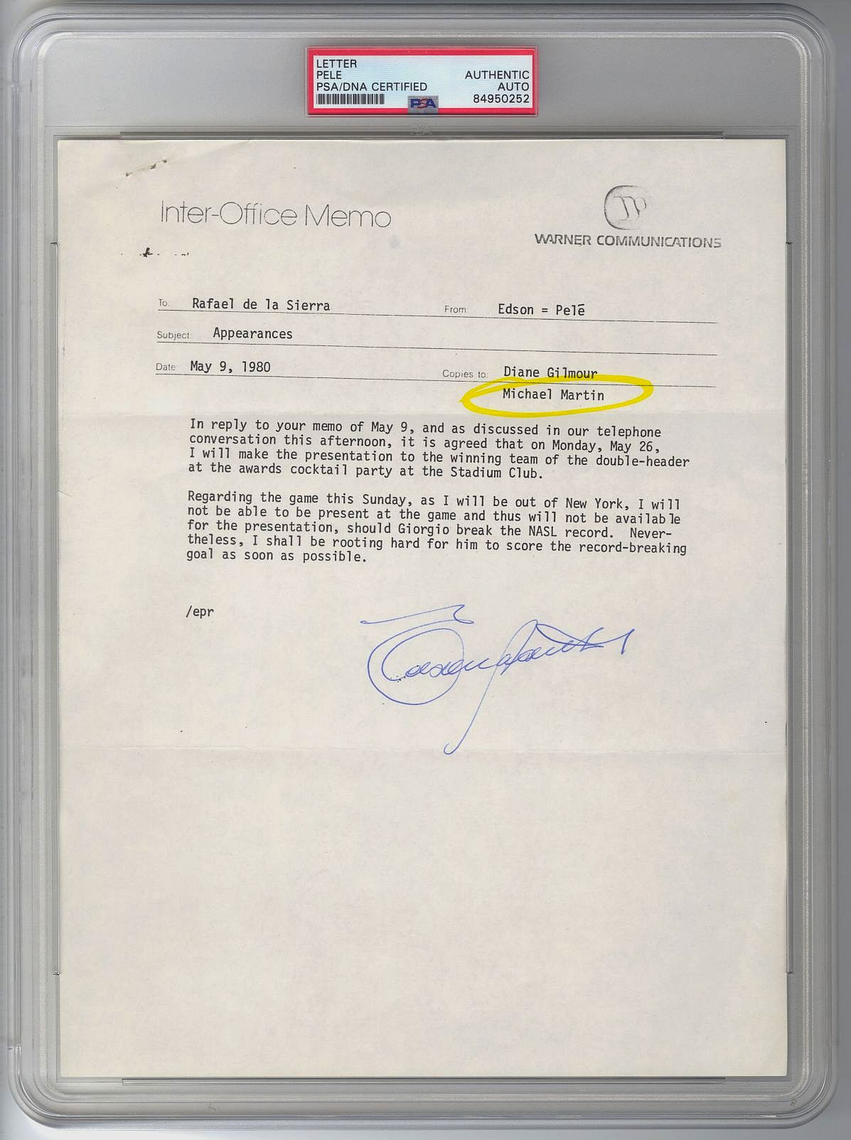 Pelé Pele Signed AUTO Letter with Incredible Soccer Content PSA/DNA