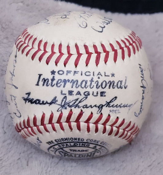 1945 Toronto Maple Leafs Team Signed AUTO Baseball with Woody Crowson D.1947 PSA/DNA LOA