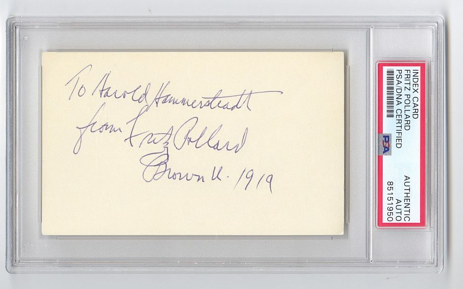 Fritz Pollard Pro Football HOF Signed AUTO 3x5 Index Card PSA/DNA