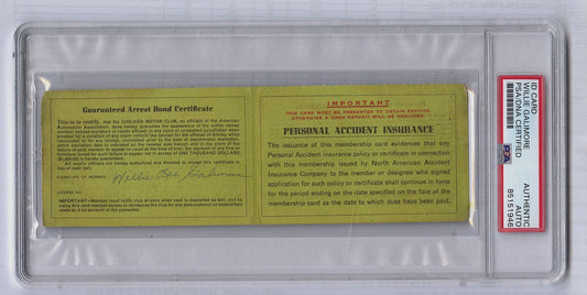 Willie Galimore Signed AUTO Chicago Motor Club AAA Membership Card Chicago Bears College FB HOF PSA/DNA