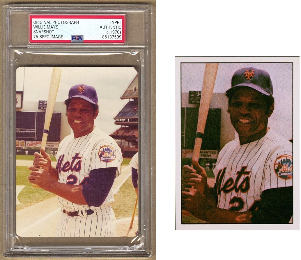Willie Mays 1975 SSPC Samples #NNO Baseball Card Image Original TYPE 1 Photo PSA/DNA