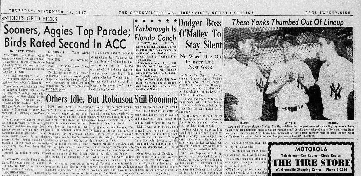 1957 Mickey Mantle Hank Bauer and Yogi Berra Original TYPE 1 photo PSA/DNA