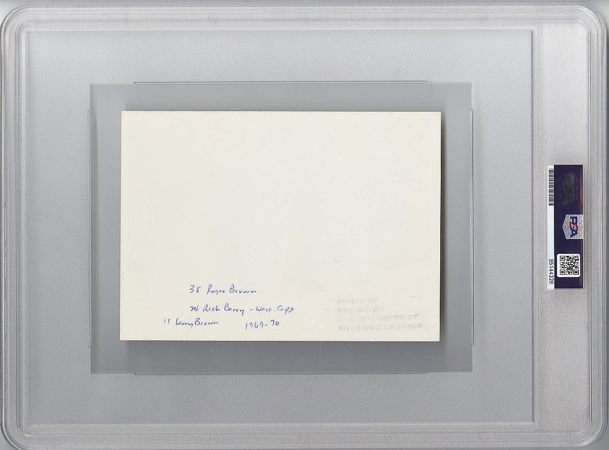 1969-70 Rick Barry vs Roger Brown /w Mel Daniels & Larry Brown ABA Pacers vs Washington Capitols Original TYPE 1 Photo PSA/DNA