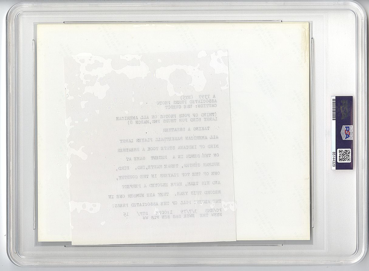 1979 Larry Bird Indiana State Original TYPE 1 Photo PSA/DNA