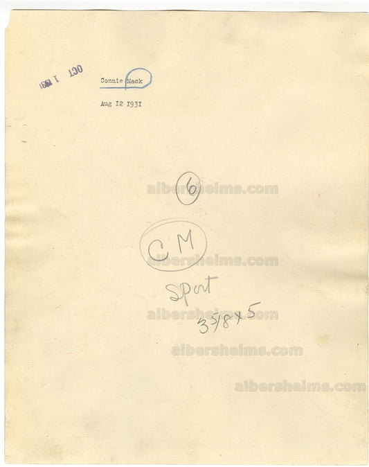 1931 Connie Mack sits in Dugout with Mickey Cochrane & Lefty Grove Original TYPE 1 Photo