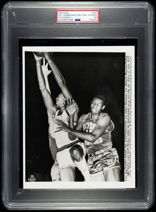 1959 Wilt Chamberlain 2nd Career NBA Game Home Debut vs. HOFer NBA Pioneer Earl Lloyd Pistons Original TYPE III Photo PSA/DNA
