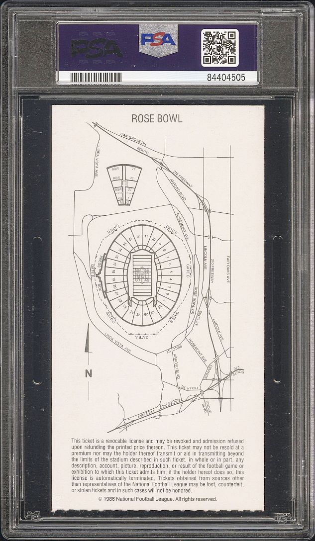 1987 SUPER BOWL XXI TICKET STUB 21 NY Giants 39 vs Denver Broncos 20 MVP Phil Simms PSA 6