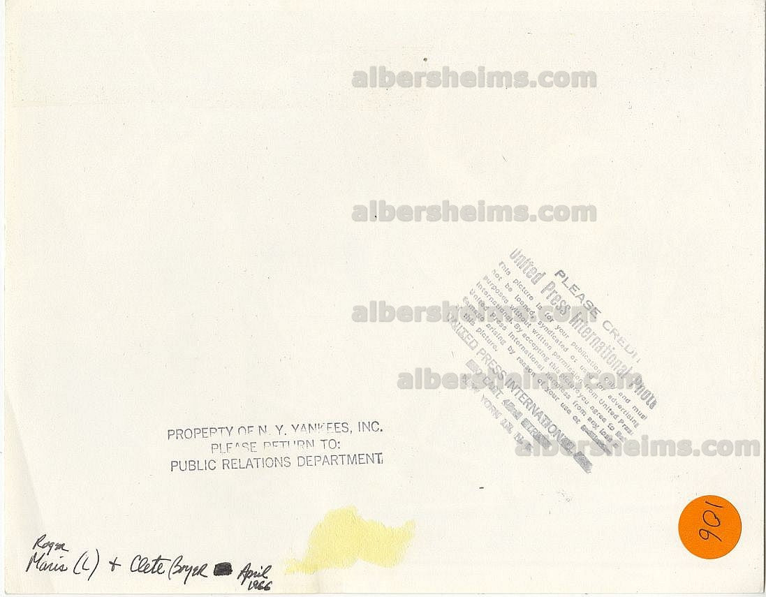 1966 Roger Maris Shows off his Yankees Bruce Lee like Skills /w Clete Boyer Original TYPE 1 Photo