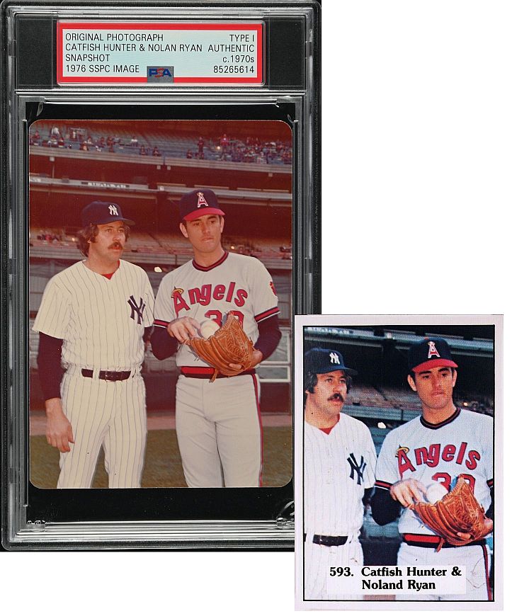 Catfish Hunter & Nolan Ryan 1975 SSPC Baseball Card #593 Image Original TYPE 1 Photo PSA/DNA