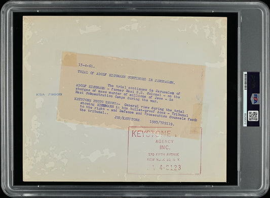 Incredible Historic "The Trial of Adolf Eichmann 1961" Original TYPE I Photo PSA/DNA