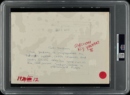 Yankees Boston Massacre Reggie Jackson, Mickey Rivers, Thurman Munson September 8, 1978 Original TYPE I Photo PSA/DNA