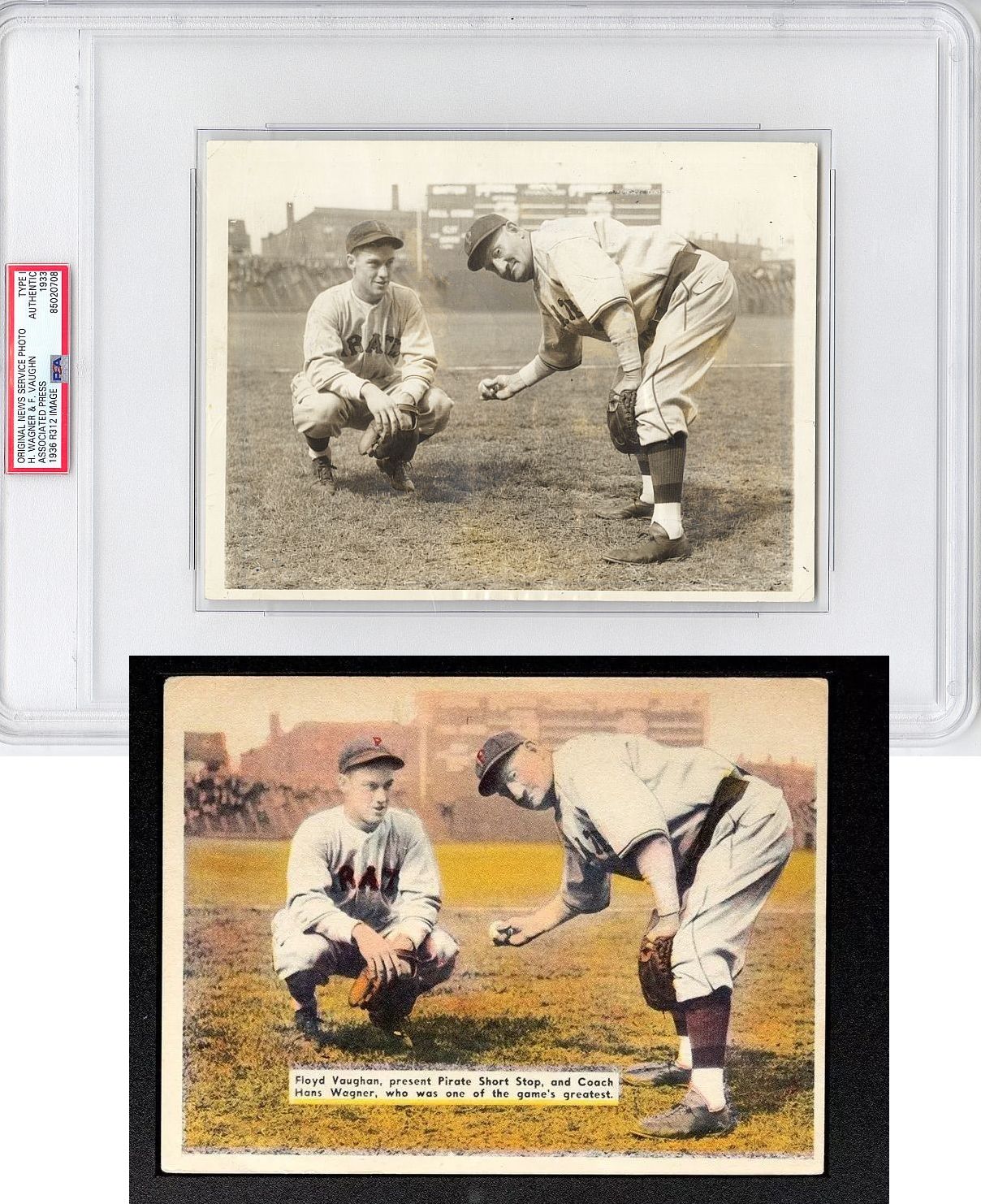Honus Wagner & Arky Vaughan Original TYPE I photo Image Used for 1936 R312 National Chicle Baseball Card PSA/DNA