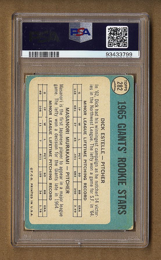 1965 Topps Rookie Stars #282 Masanori Murakami Dick Estelle Signed Auto Baseball Card PSA PSA/DNA