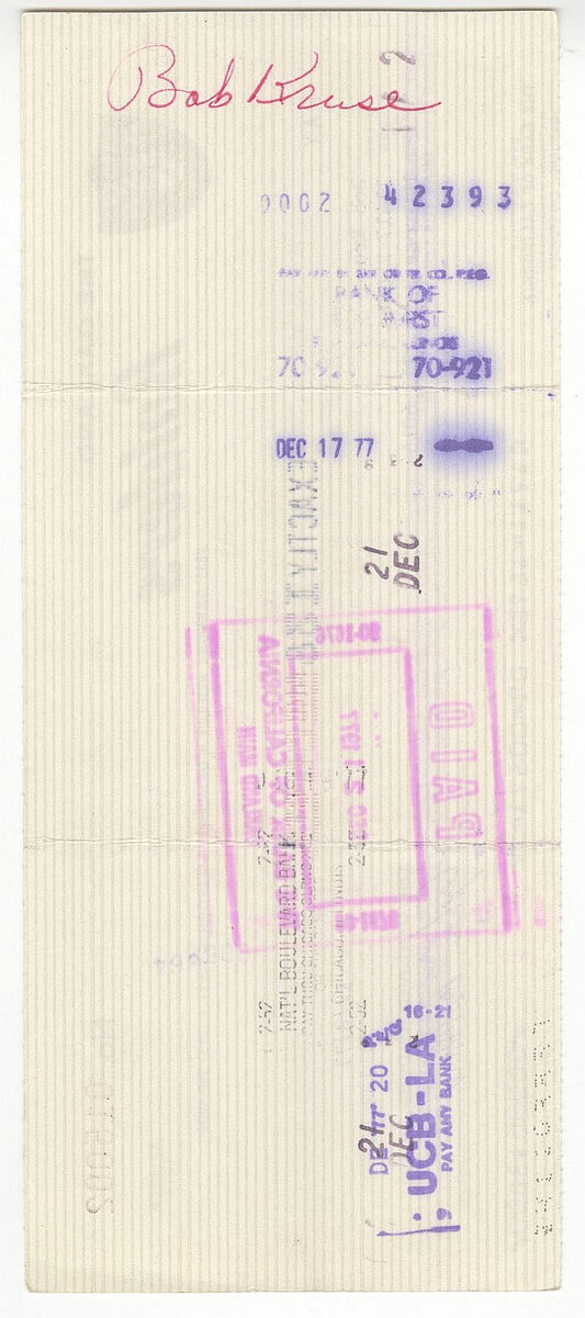 Bob Kruse Signed AUTO 1977 Oakland Raiders NFL Football payroll Check