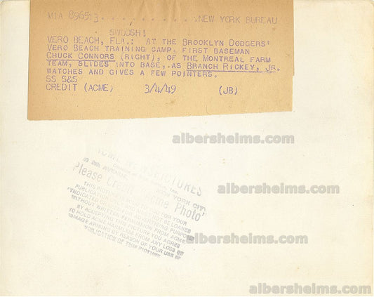 1949 Chuck Connors Future Hollywood Star in Brooklyn Dodgers uniform Original TYPE I photo