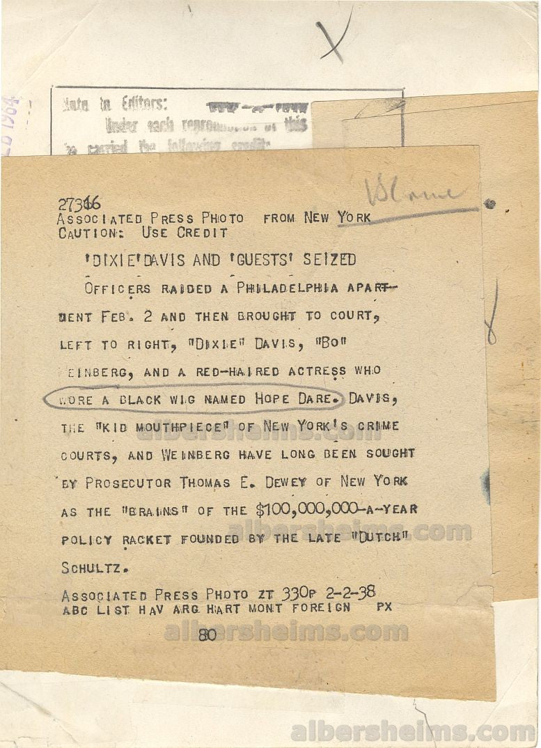 1938 Gangsters Dixie Davis & George Weinberg of Dutch Schultz Gang at Trial Original TYPE 1 Photo