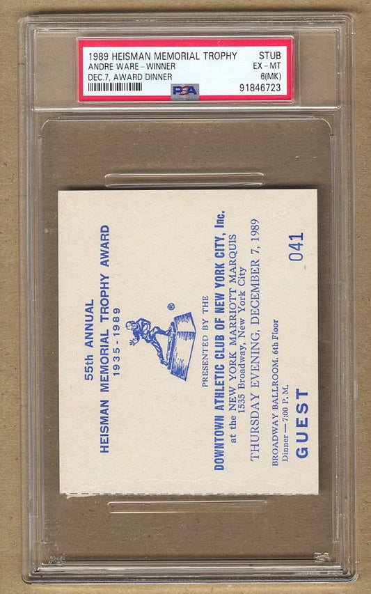1989 Heisman Memorial Trophy Ticket Stub - Andre Ware Winner PSA POP 1
