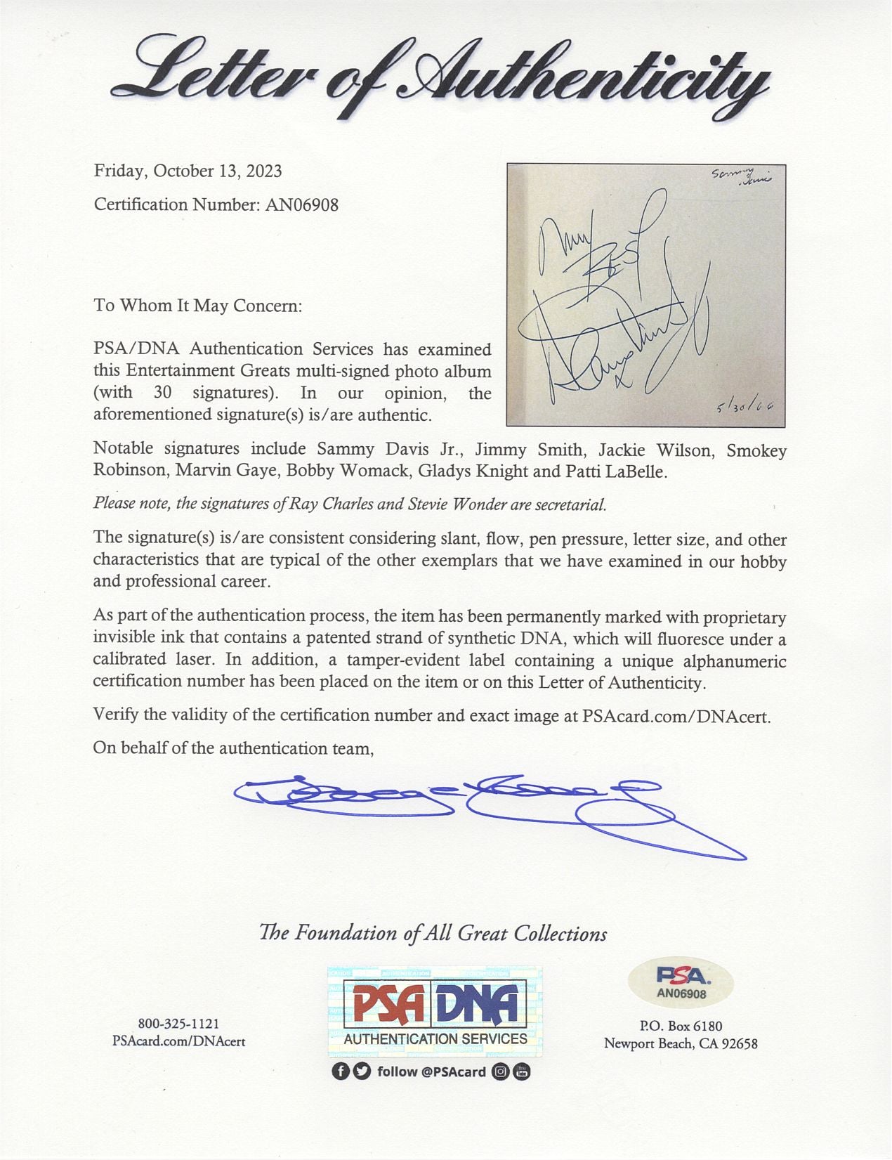 Jackie Wilson Signed AUTO Album Page Lonely Teardrops Rock N' Roll HOF D. 1984