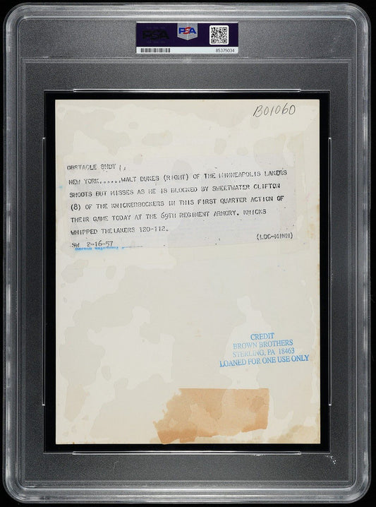 1956 HOFer Nat Sweetwater Clifton 1st African American to Sign NBA Contract vs Walter Dukes 1953 NBA #1 Pick Original TYPE I Photo PSA/DNA