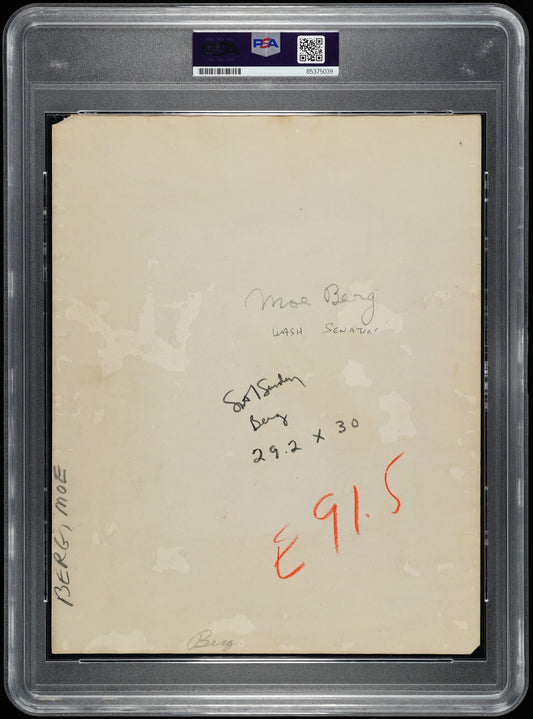 MOE BERG 1932-34 Washington Senators Catcher & WW II Spy Original TYPE I Photo PSA/DNA