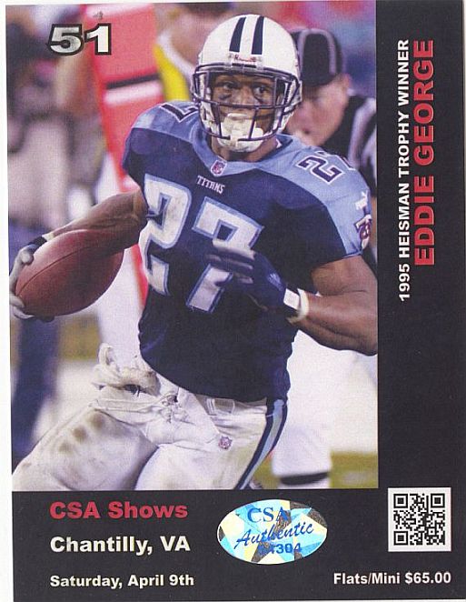 Eddie George Signed AUTO 8x10 Photo /w Great Inscriptions Titans NFL CSA Shows Holo & COA