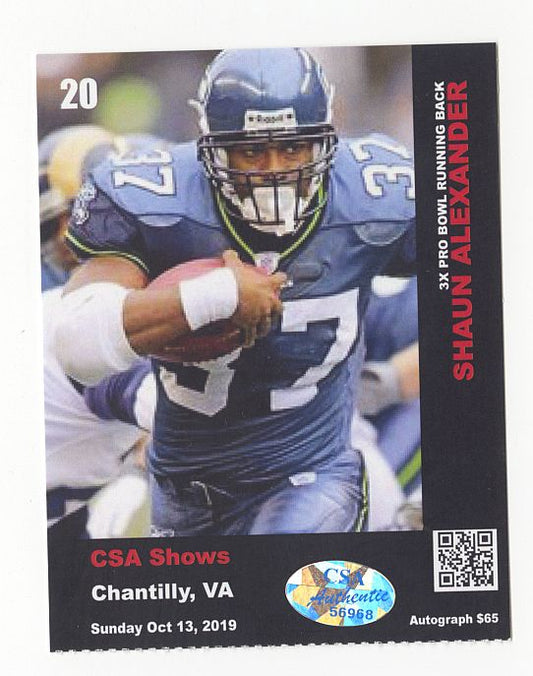 Shaun Alexander Signed AUTO 8x10 Photo Seahawks /w Great Inscriptions CSA Show HOLO & COA