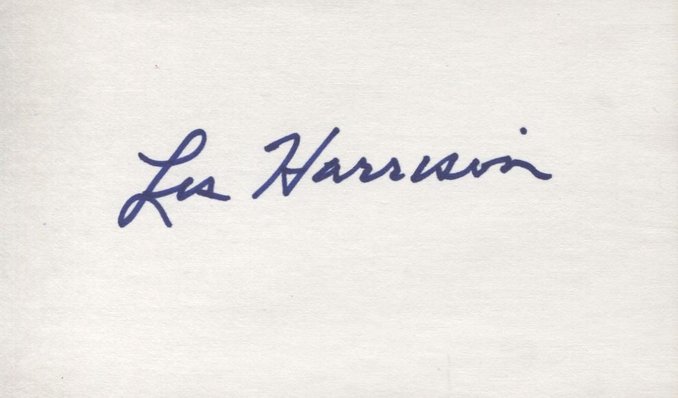 Les Harrison signed 3x5 card Rochester Royals 24 second clock Basketball HOF