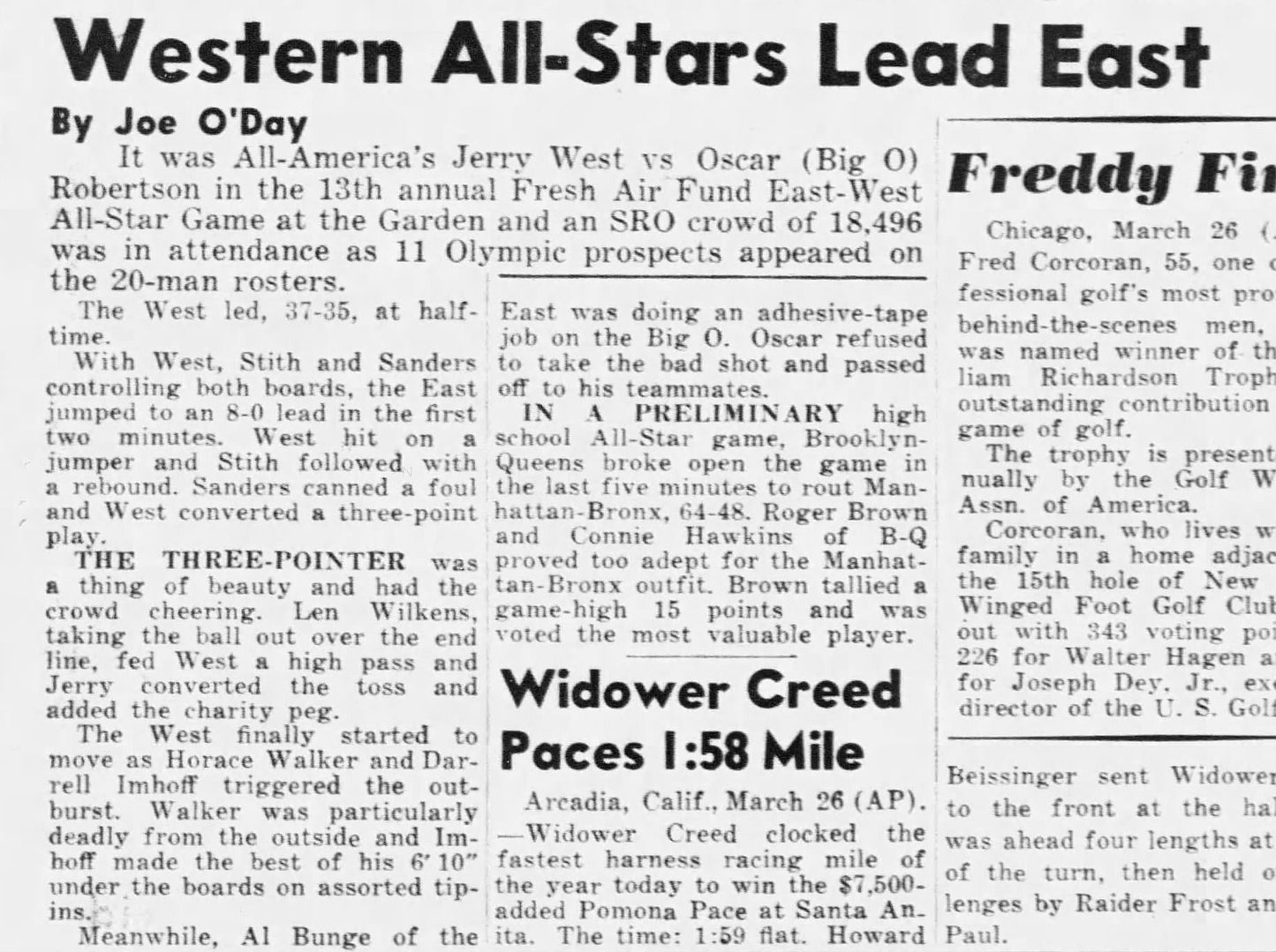 1960 East West College All-Star Game & NYC A.S. High School Game Basketball Program /w Connie Hawkins Jerry West Big O