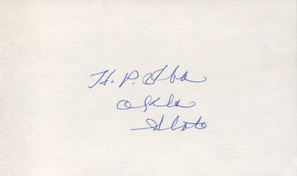 Hank Iba signed 3x5 card Oklahoma State Basketball HOF D. 1993 Olympic Coach 1972