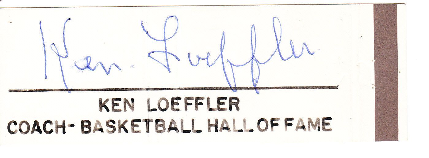 Ken Loeffler Basketball HOF D. 1975 signed matchbook St. Louis Bombers Providence Steamrollers