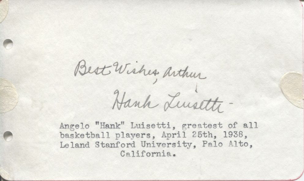 Hank Luisetti Signed Vintage Album page Basketball HOF