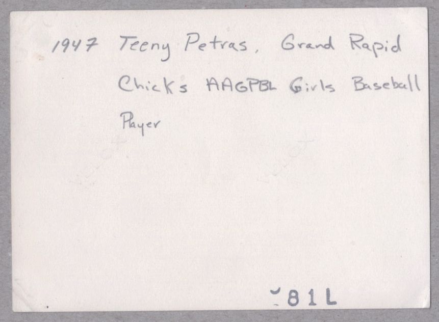 1947 Grand Rapids Chicks AAGPBL Ernestine Teeny Petras Original TYPE I Photo Snapshot "A League of Their Own"