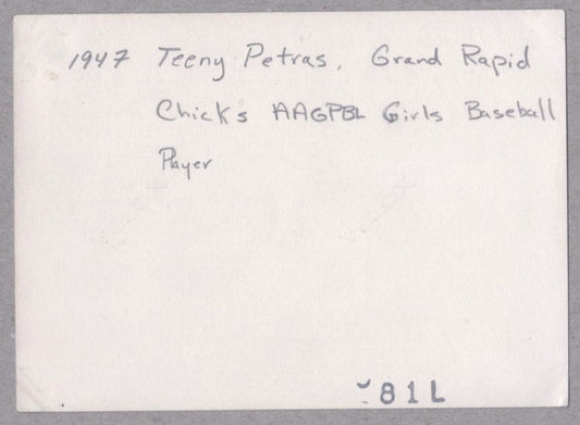 1947 Grand Rapids Chicks AAGPBL Ernestine Teeny Petras Original TYPE I Photo Snapshot "A League of Their Own"