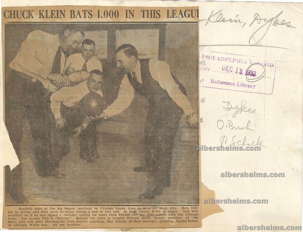 1933 Chicago Cubs Chuck Klein Clowning Around with Ray Schalk Donnie Bush & Jimmy Dykes Original TYPE I Photo