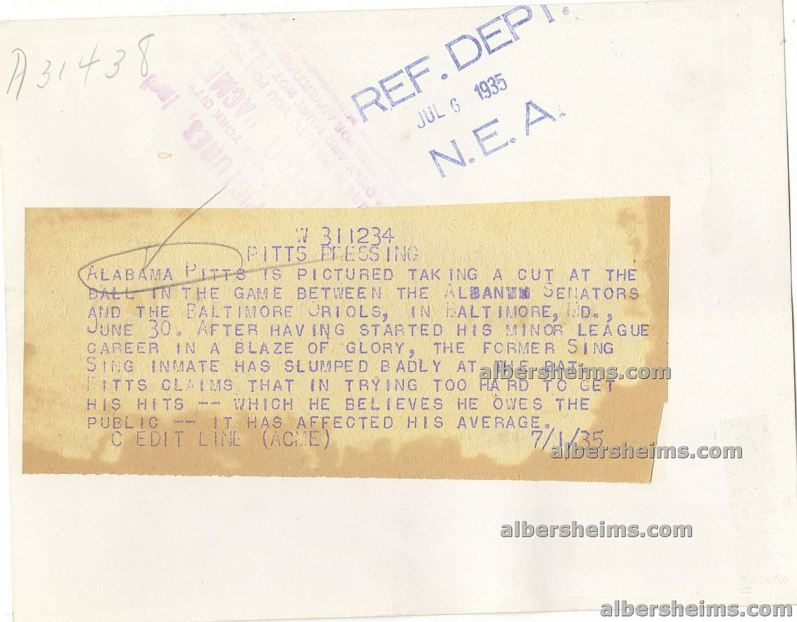 1935 Alabama Pitts Criminal Convict & 2 Sport Professional Athlete Original TYPE I Photo Albany