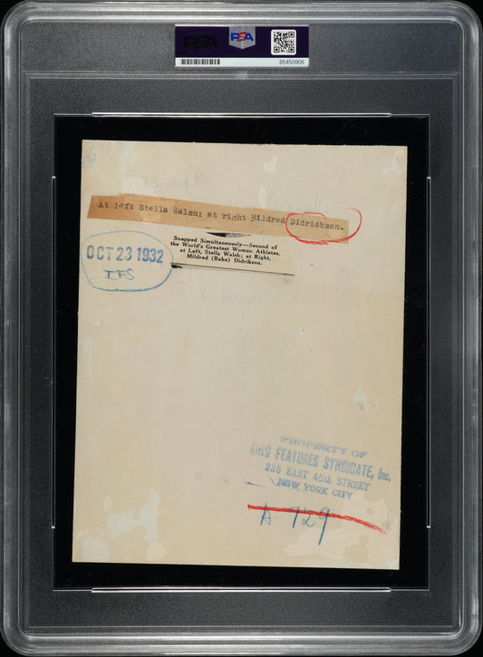 1932 Olympic Games The Scandalous Stella Walsh & Babe Didrikson Original TYPE I Photo PSA/DNA