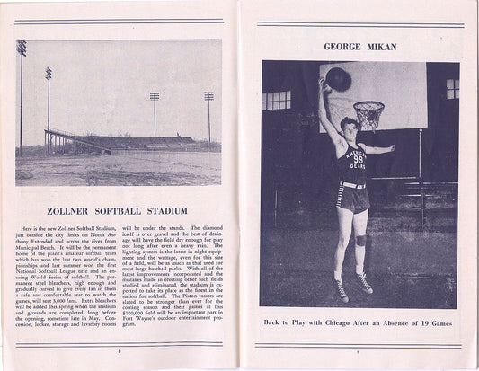 1946-47 Ft. Wayne Zollner Pistons vs. Tri-City Blackhawks FIRST YEAR NBA Program