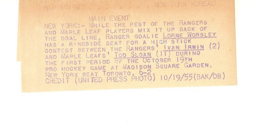 NY Rangers vs. Maple Leafs 1955 - Tod Sloan