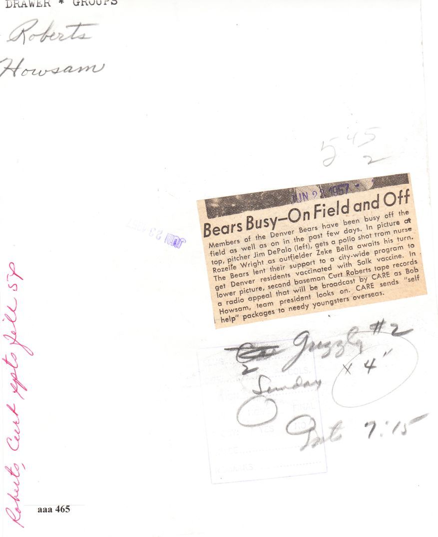 Curt Roberts (First Black Pirate) & Bob Howsam Denver Bears original 1957 photo