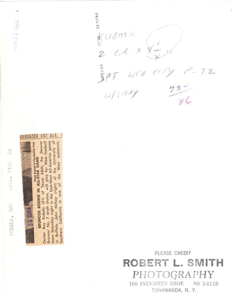 USC John McKay with Broncos - Ray Kubala 1964 original photo East West Shrine Game