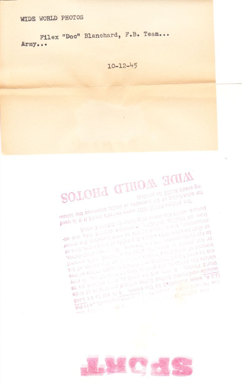 Heisman Winner - Felix Doc Blanchard Army Heisman Winner 1945 Wide World Photo