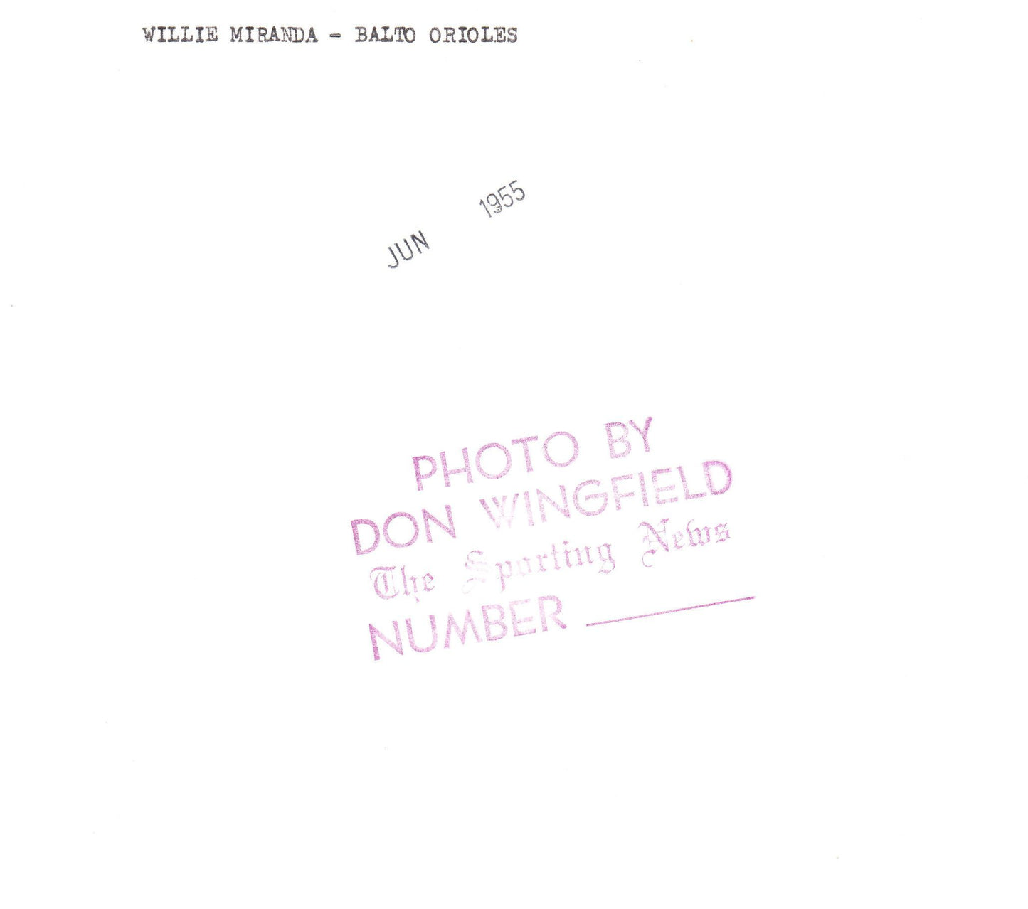 Willie Miranda 1955 Baltimore Orioles Wingfield original photo