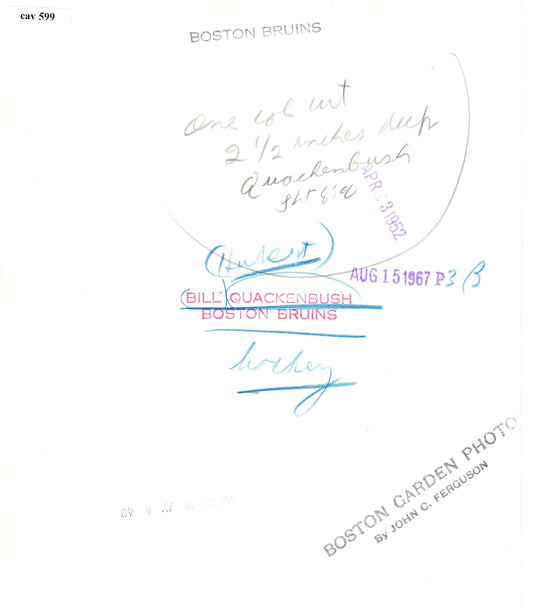 Bill Quackenbush 1952 Boston Bruins original photo