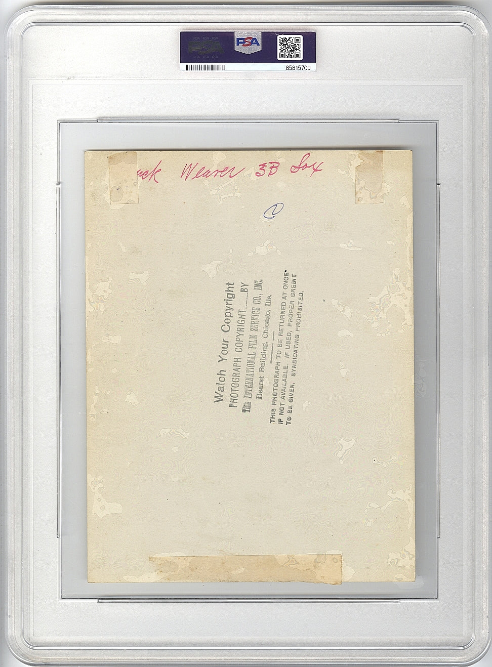1919 Black Sox Scandal Team Member – Buck Weaver Original TYPE I Photo PSA/DNA